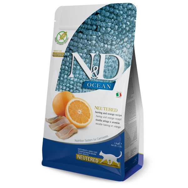 Farmina Natural & Delicious Ocean Neutered Arringa e Arancia Grain Free - 1,50 kg Farmina Natural & Delicious Ocean Neutered Arringa e Arancia Grain Free - 1,50 kg